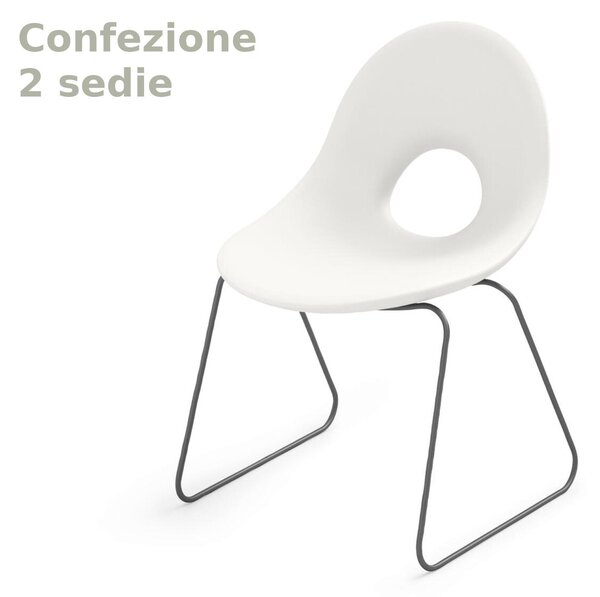 Sedia di design con slitta SET 2 Pezzi ispirata alle linee ANNI 50 CANDY in Polietilene Struttura in metallo dimensioni 58,5x57x79 cm