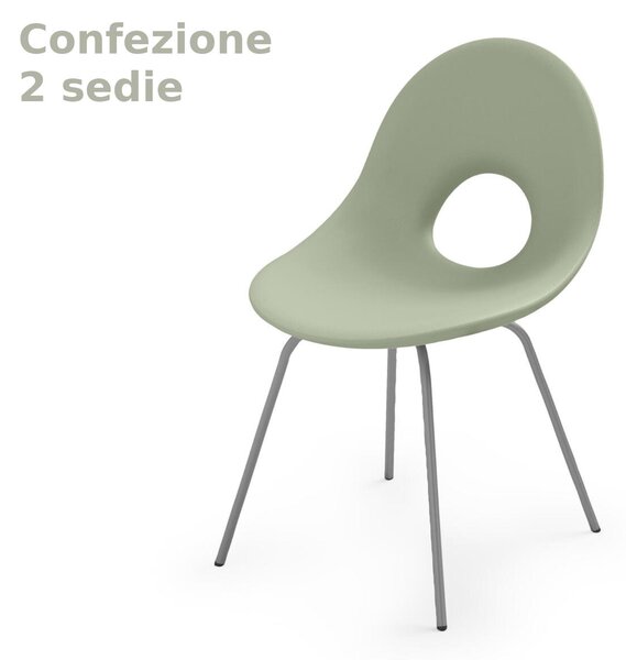 Sedia di design SET 2 Pezzi ispirata alle linee ANNI 50 CANDY in Polietilene Struttura in metallo dimensioni 56x5x58,5x83 cm