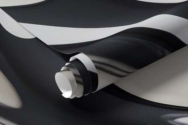 Carta da parati Una forma astratta 3D fluida su sfondo bianco e nero , Carta da parati che aumenta lo spazio, w02236 : Uwalls.it