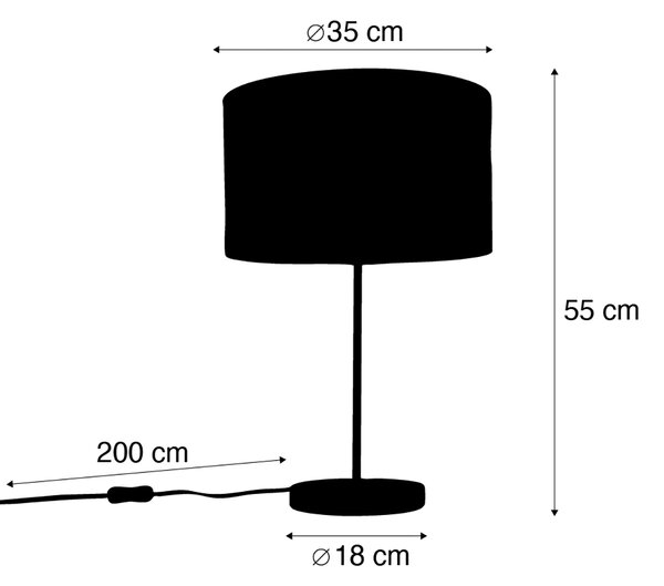 Lampada da tavolo ottone con paralume in velluto tortora 35 cm - Kaso