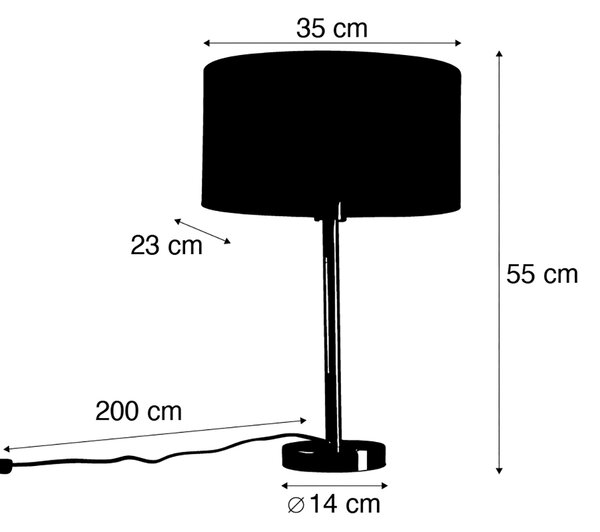Lampada da tavolo ottone con paralume ovale in velluto motivo a foglie 35cm - Simplo
