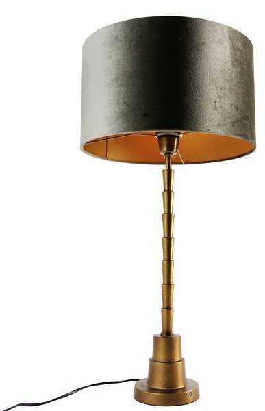 Lampada da tavolo bronzo con paralume in velluto verde 35cm - Pisos