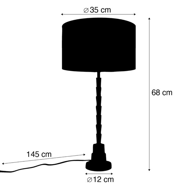 Lampada da tavolo bronzo con paralume in velluto color talpa 35 cm - Pisos