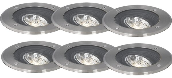 Set di 6 faretti da terra moderni in acciaio AR70 orientabili IP65 - Delux