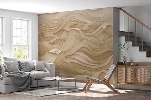Carta da parati Onde beige, Carta da parati 3D, Carta da parati Fiori 3D, w02311v2 : Uwalls.it