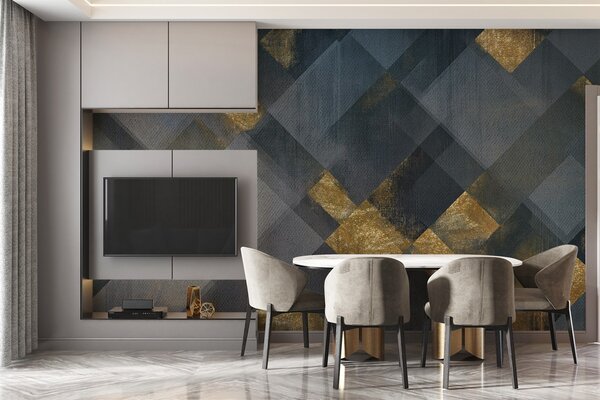Carta da parati geometria moderna in uno stile lussuoso con una sfumatura blu, Carta da parati in Bianco e Nero, w02340 : Uwalls.it
