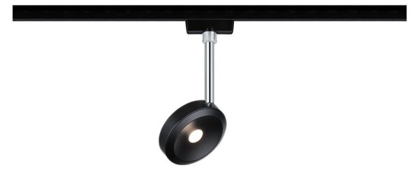 4 faretti a binario URail, modello Discus, 1x5W, finitura nera opaca, cromatura, 230V, confezione da 2, temperatura di colore 2700K, dimmerabili