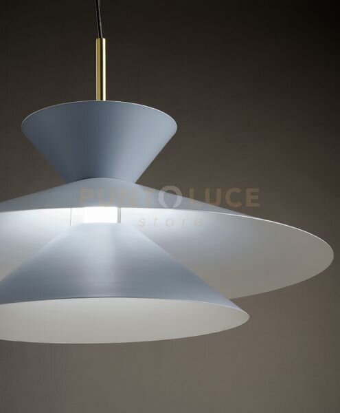 Kim sospensione lampadario a sospensione 3 basi e rosone azzurro ci