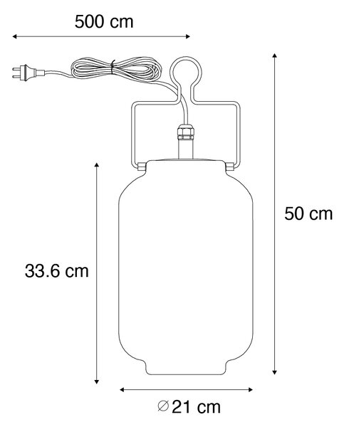 Lampada da esterno a sospensione bianca 20 cm con spina IP44 - Pion