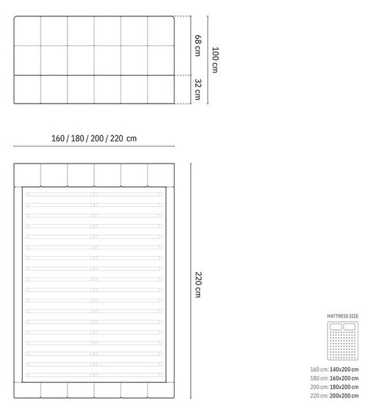 Letto beige imbottito con spazio contenitivo 160x200 cm Bellis – Micadoni Home