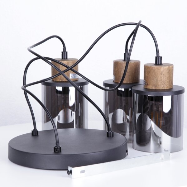 Globo 15707-3HR - Lampadario a sospensione con filo REID 3xE27/15W/230V diametro 27 cm quercia
