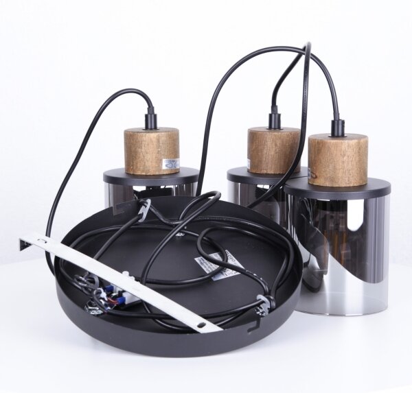 Globo 15707-3HR - Lampadario a sospensione con filo REID 3xE27/15W/230V diametro 27 cm quercia