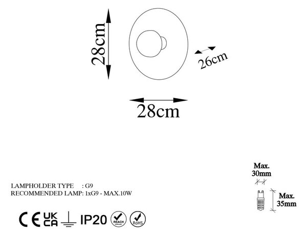 Lampada da parete color rame ø 28 cm Kurt – Opviq lights