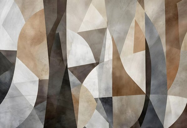 Carta da parati Forme geometriche astratte di arte moderna con sfumature di marrone, grigio e beige, Carta da parati lastrazione, w08530 : Uwalls.it