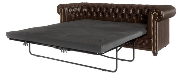 Divano letto marrone scuro in similpelle 203 cm York - Ropez