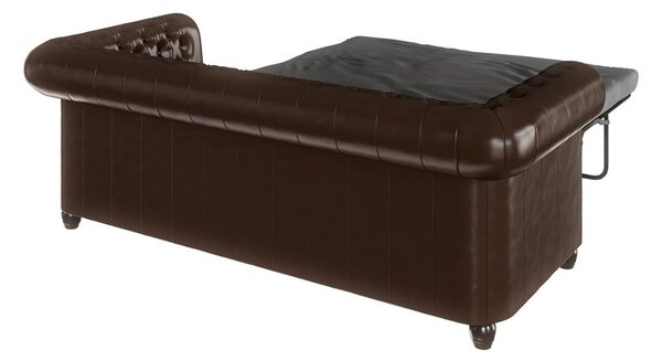 Divano letto marrone scuro in similpelle 203 cm York - Ropez