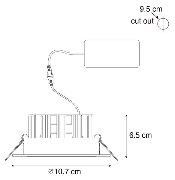 Set di 6 faretti da incasso bianchi 9,5 cm con LED 1300 lm dimmerabili IP65 - Gaius