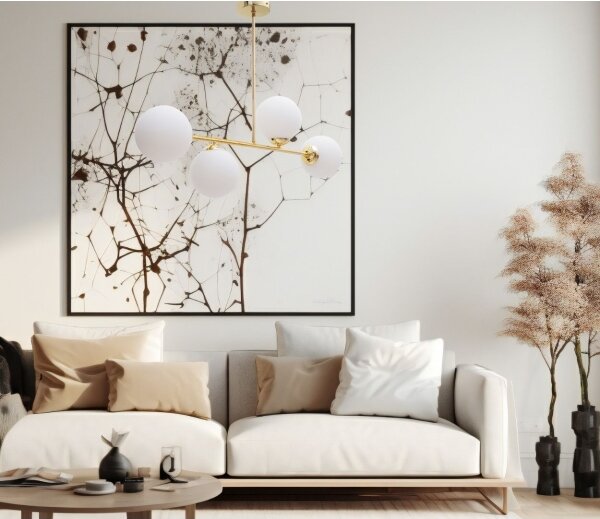 Lampadario a sospensione con supporto rigido FIRA 4xE27/60W/230V oro
