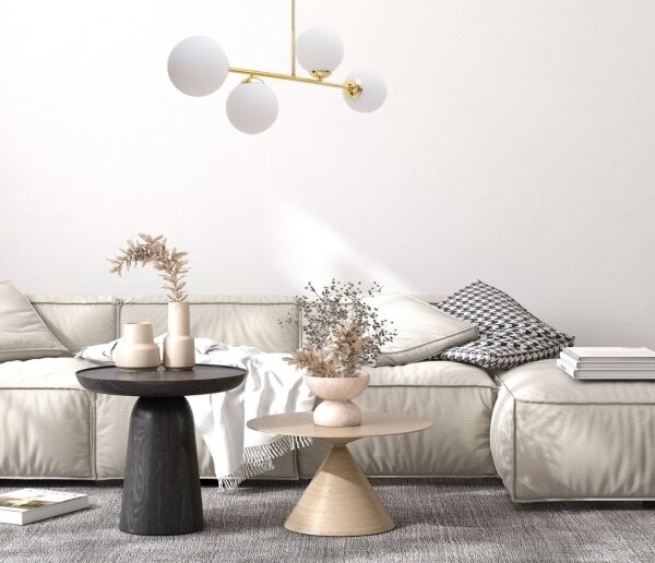 Lampadario a sospensione con supporto rigido FIRA 4xE27/60W/230V oro