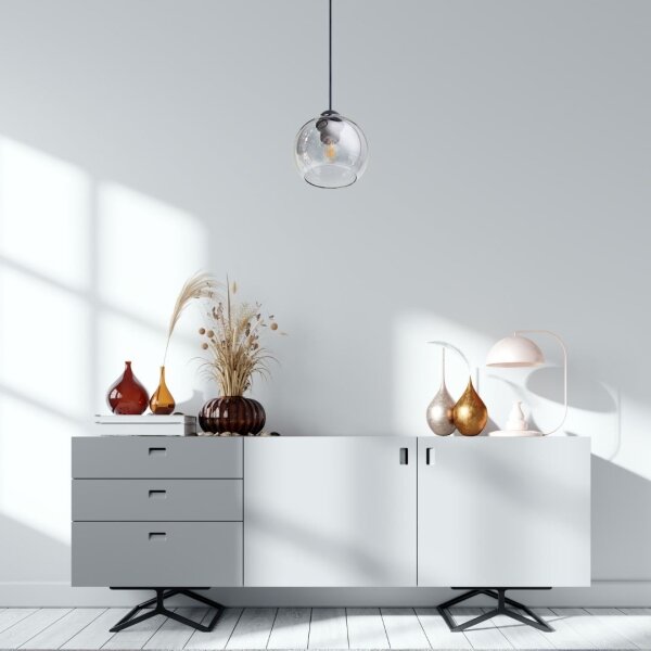 Lampadario a sospensione con filo LATIL 1xE27/60W/230V nero