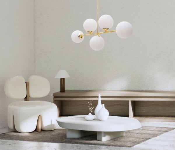 Lampadario a sospensione con supporto rigido FIRA 5xE27/60W/230V oro
