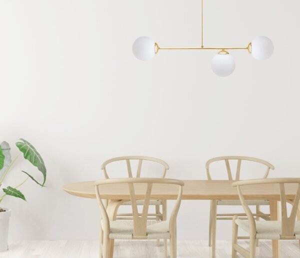 Lampadario a sospensione con supporto rigido FIRA 3xE27/60W/230V oro