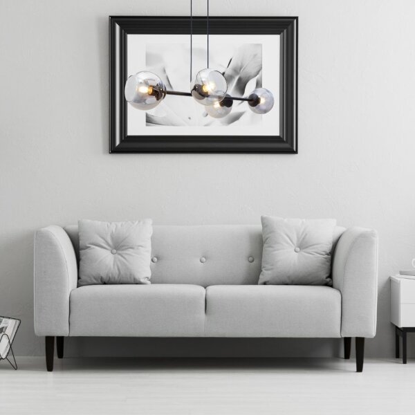 Lampadario a sospensione con filo LATIL 4xE27/60W/230V nero