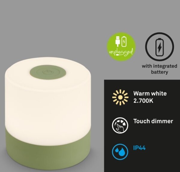 Briloner 7461019 - LED Lampada da tavolo ricaricabile dimmerabile LED/2W/5V IP44 verde