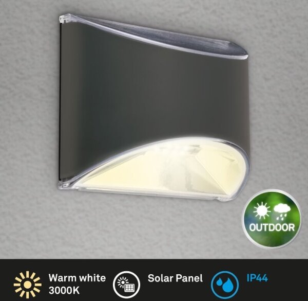 Briloner 3133015 - Applique solare a LED LED/2W/3,7V IP44 3000K