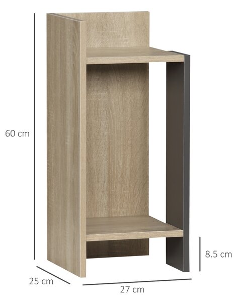 HOMCOM Comodino Moderno Grigio con Ripiano Aperto, Set da 2 Pezzi in Truciolato per Camera da Letto e Soggiorno, 27x25x60 cm|Aosom