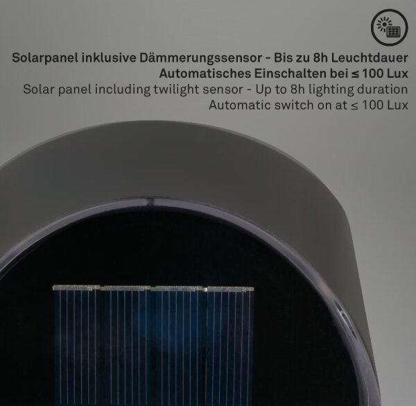 Briloner 3133015 - Applique solare a LED LED/2W/3,7V IP44 3000K