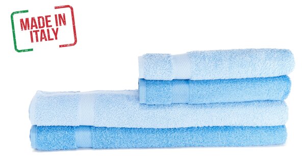 Set di 4 Asciugamani Azzurro/Blu
