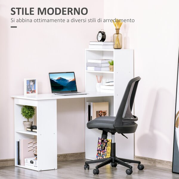 WOHOMO Scrivania Per Computer Con 2 Cassetti In Tessuto - 80cm Bianca - Scrivania Da Studio Salvaspazio Per Piccoli Ambienti