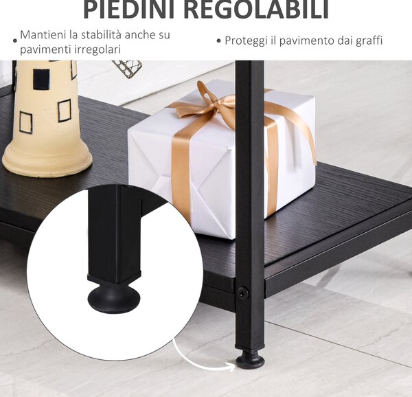 HOMCOM Scrivania per computer con scaffale tappettini regolabili Tavolo pc moderno per casa ufficio nero 140 x 60 x 93cm|Aosom
