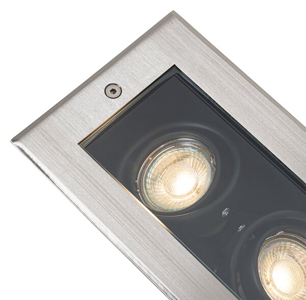 Set di 4 faretti da terra moderni in acciaio 2-luci regolabili IP65 - Oneon