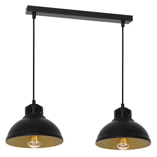 Lampadario a sospensione con filo SVEN 2xE27/15W/230V nero/oro