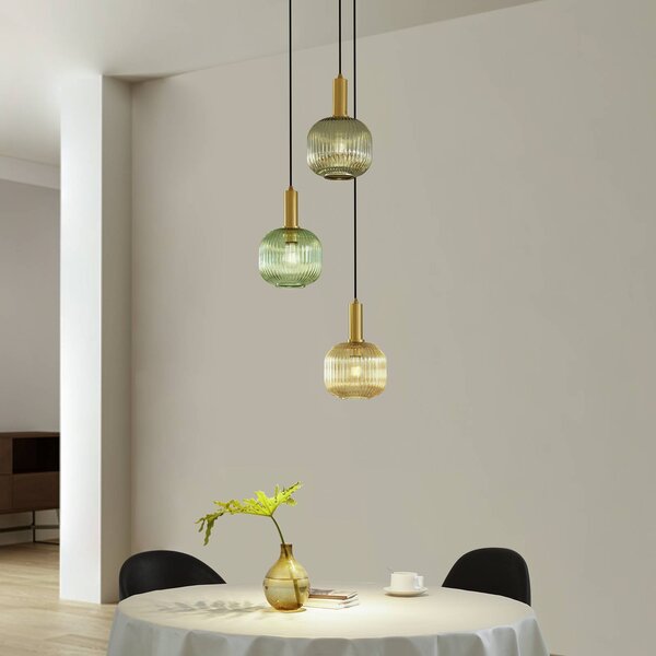 Lampada a sospensione Dorotoe Lindby, dimmerabile, Multicolore, Soggiorno / Sala da pranzo, Vetro, Vintage, Lampada a sospensione