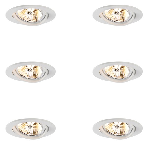Set di 6 faretti da incasso moderni bianchi orientabili AR70 - Cisco