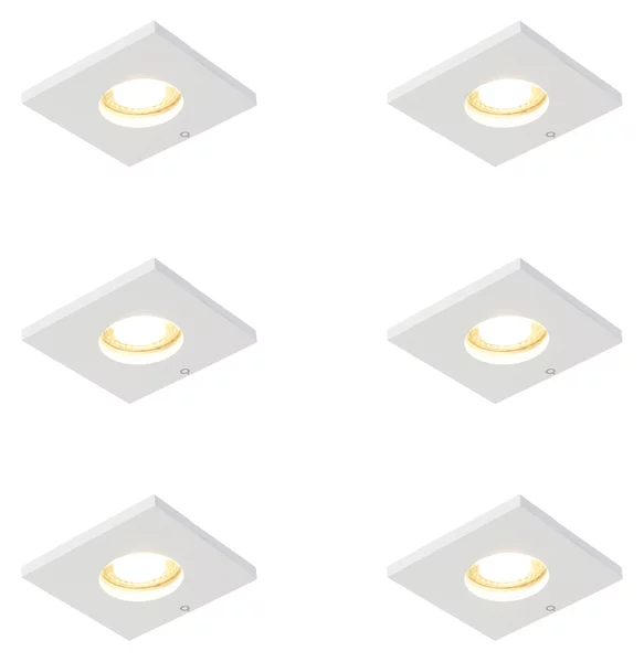 Set di 6 faretti da incasso moderni bianchi per bagno - Doku
