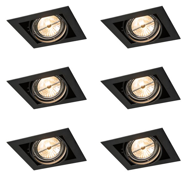 Set di 6 faretti da incasso neri AR111 regolabili - Oneon