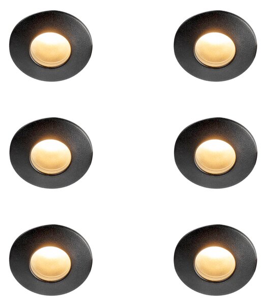 Set di 6 faretti da incasso moderni neri IP44 - Gap