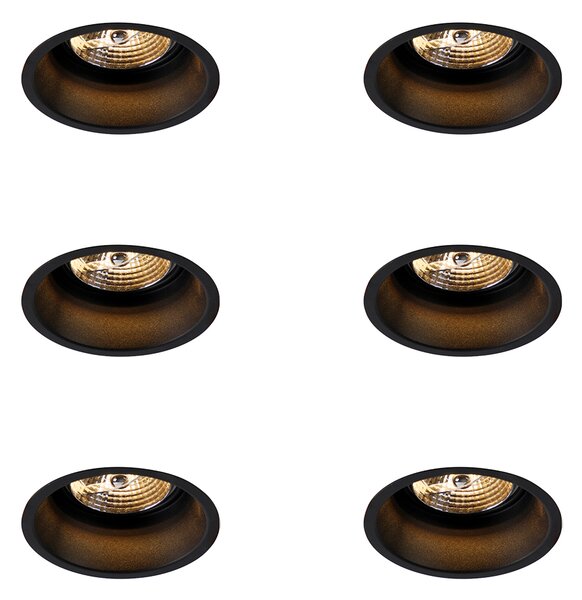 Set di 6 faretti da incasso moderni neri AR70 - Dept