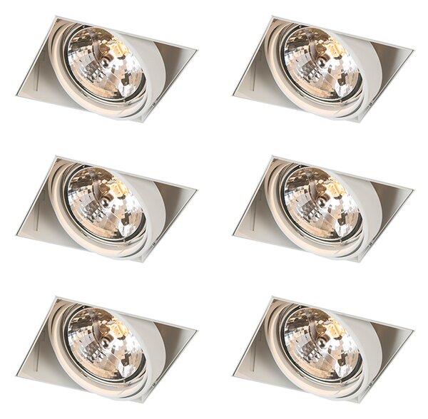 Set di 6 faretti da incasso bianchi AR111 orientabili e inclinabili senza cornice - Oneon