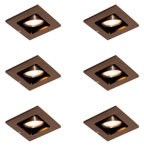 Set di 6 faretti da incasso moderni bronzo scuro orientabili - Qure