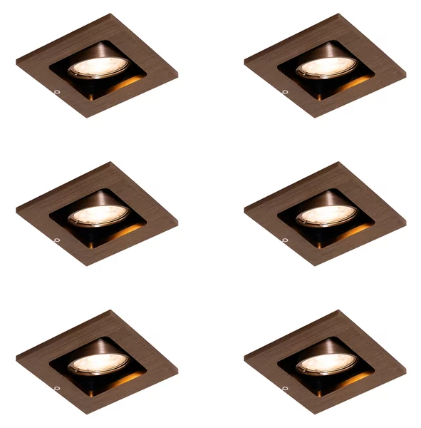 Set di 6 faretti da incasso moderni bronzo scuro orientabili - Qure