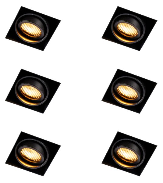 Set di 6 faretti da incasso neri regolabili senza cornice - Oneon Honey