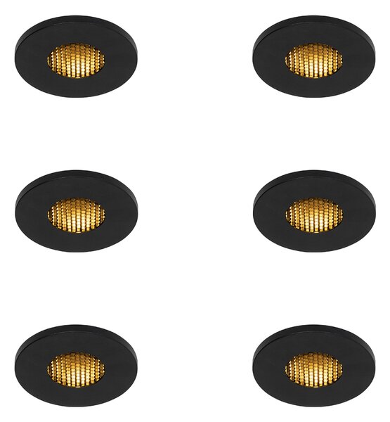 Set di 6 faretti da incasso moderni neri IP54 per bagno - Shed Honey