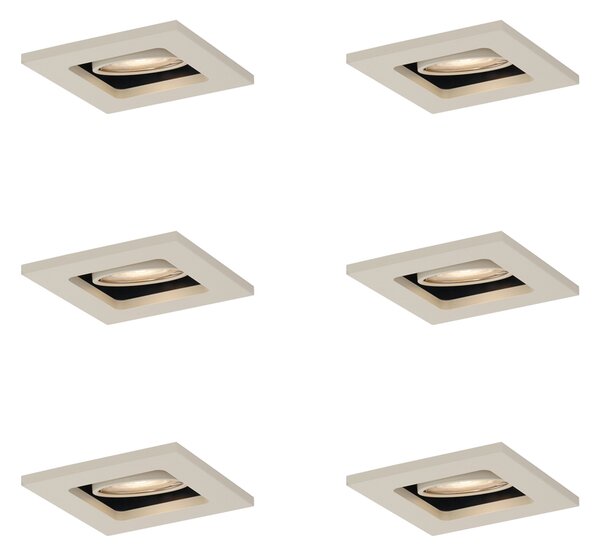Set di 6 faretti da incasso moderni beige GU10 50mm orientabili e inclinabili - Qure