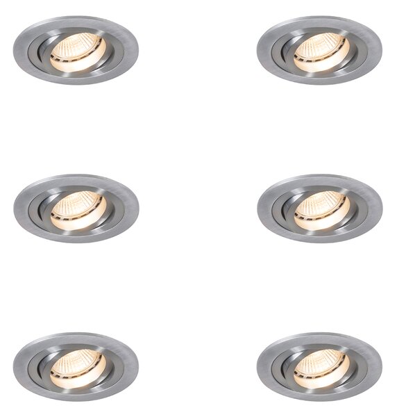 Set di 6 Faretti da Incasso Moderni in Acciaio - Rondoo