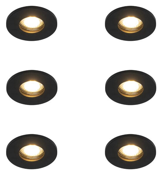 Set di 6 faretti da incasso moderni neri per bagno - Shed